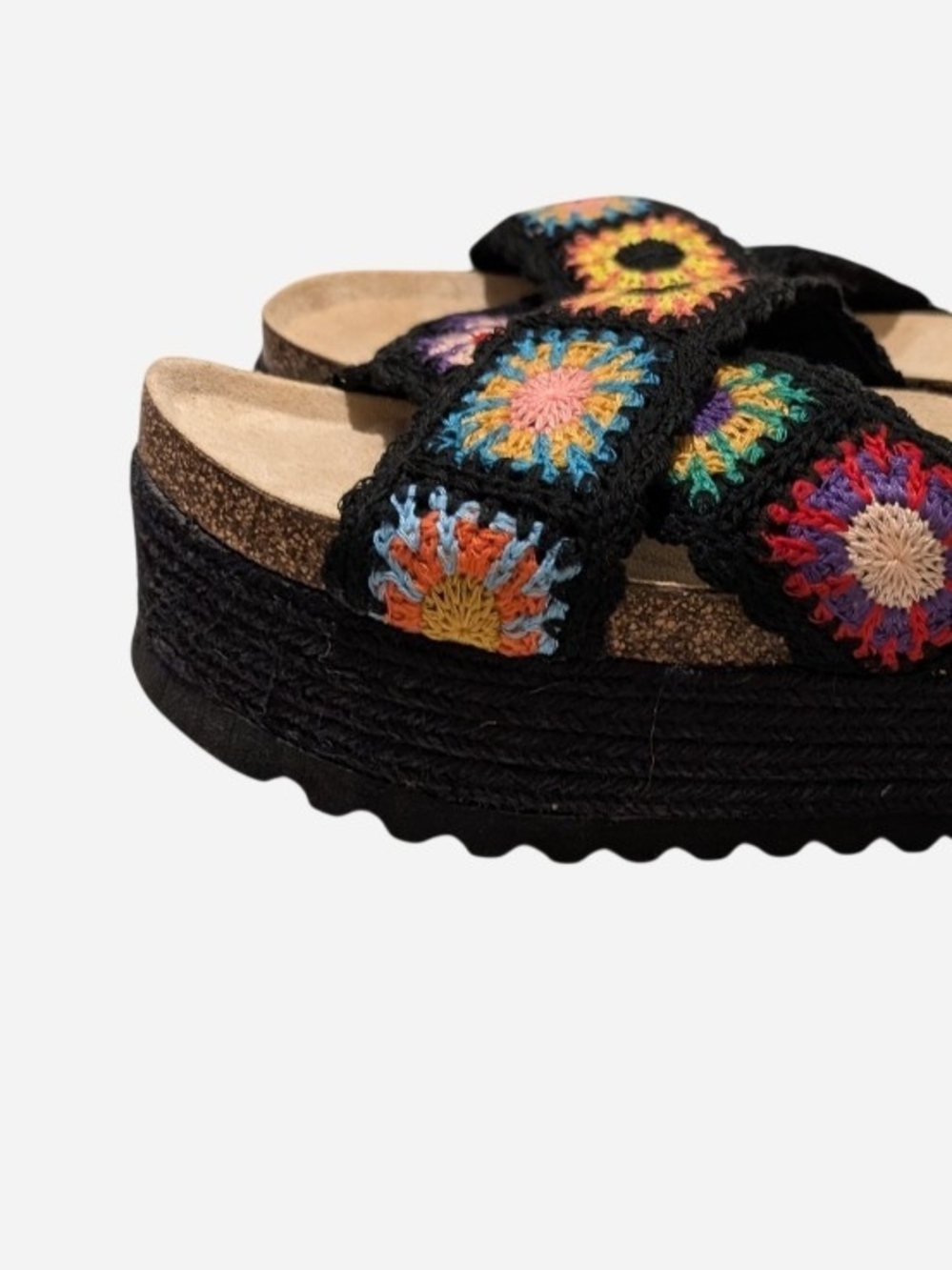 Dirty Laundry Black Multicolor Crochet Platform Mules - Picture 2 of 9